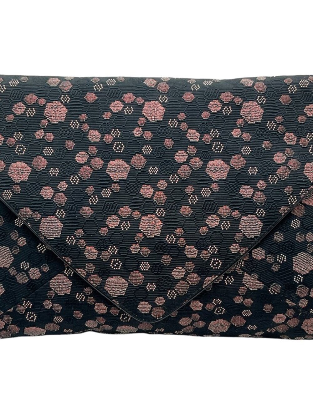 Dries Van Noten Black / Pink Leather Trimmed Jacquard Envelope Clutch 